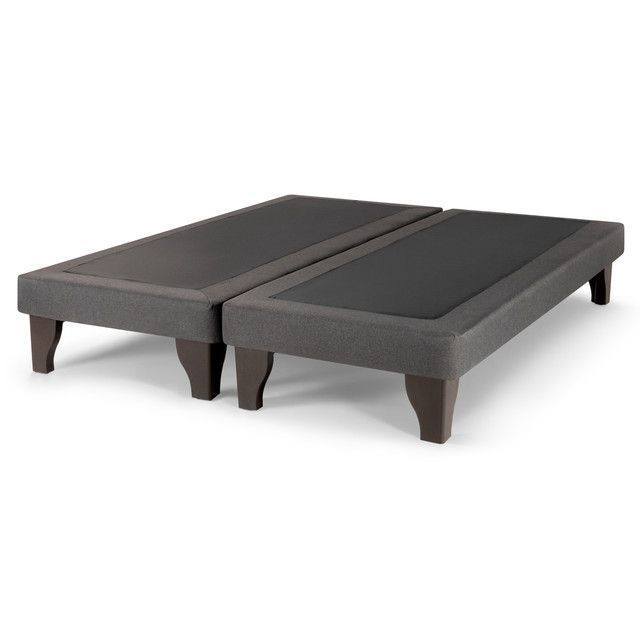 Base de Cama Europea Lino Gris Oscuro 2 Plazas-0