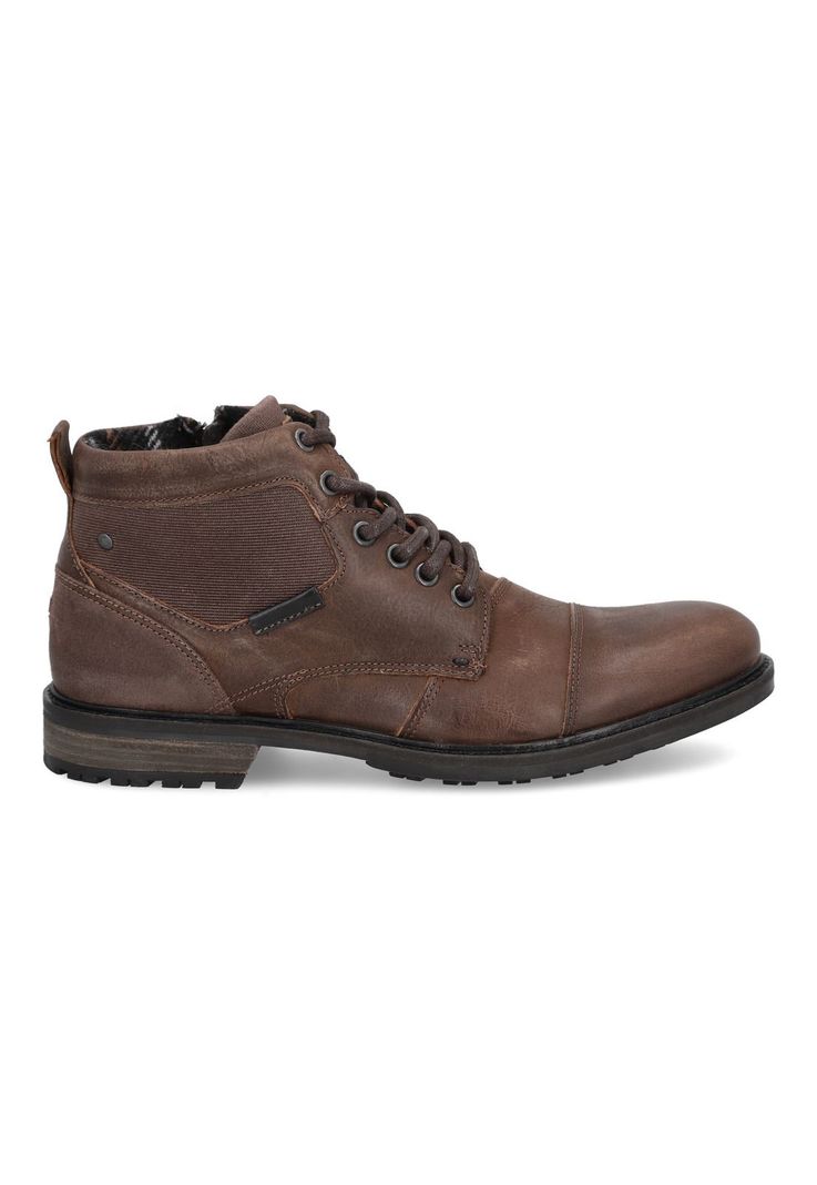 Botines Cuero Y Textil Amsterdam-6-71 Café-1