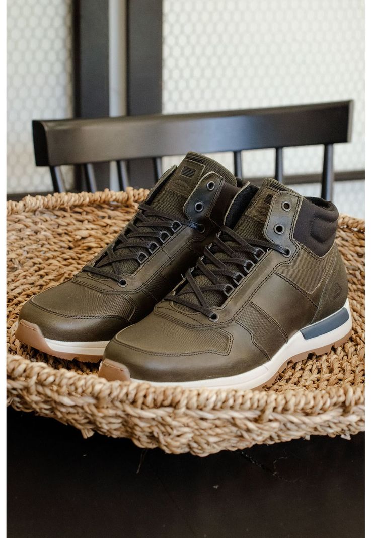 Zapatillas Caña Alta Cuero Y Textil Dudley-6-05 Verde-1
