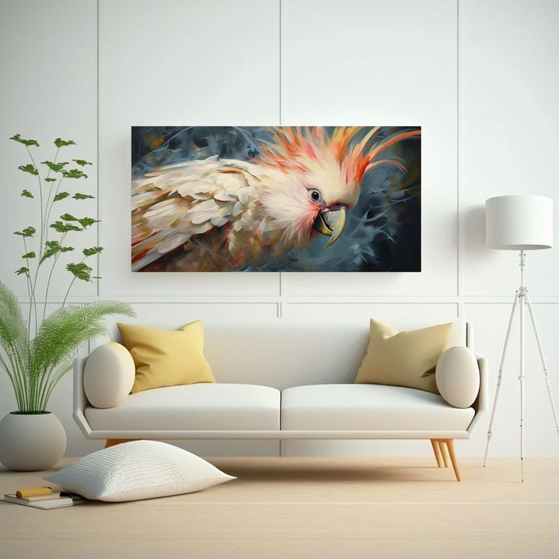Cuadro De Ave Exótica Pintura Al Estilo Óleo Est 40x20cm-2