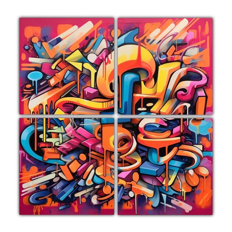 Cuatro Telas Vanguardia Living Estilo Arte 60x60 Cm-0