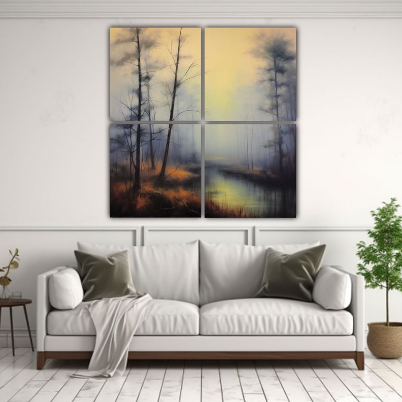 Paisaje Nebuloso En Primer Plano Con Bordes 200x200 Cm-2