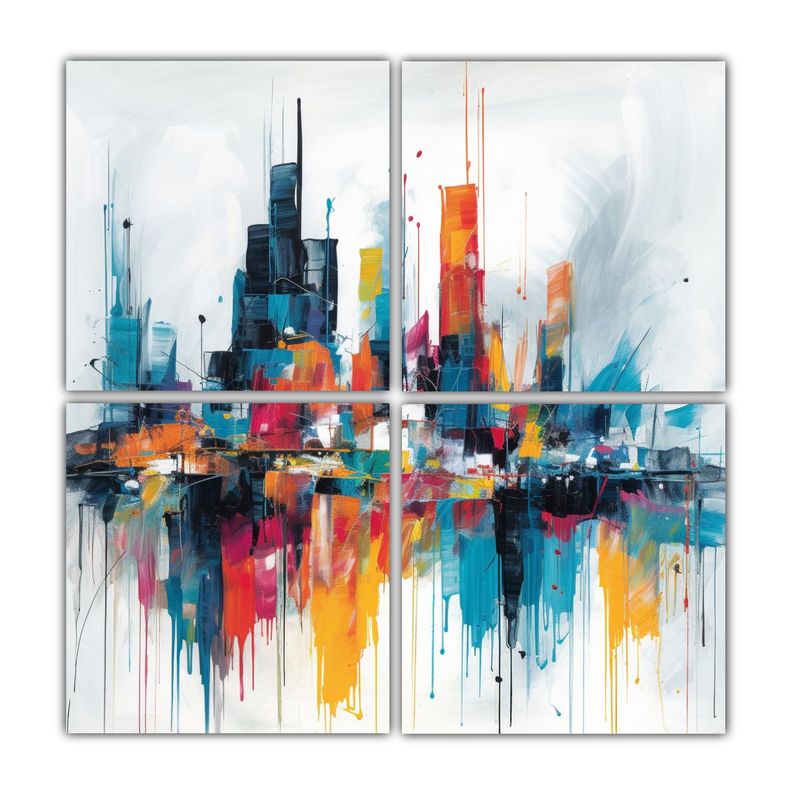 Abstracto Pintura Lienzo Combinacion Elementos 100x100 Cm