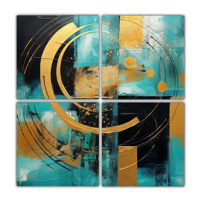 Pintura Abstracta Acrílica En Lienzo De 4 180x180 Cm-0