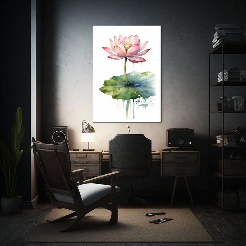 Pintura Decorativa De Arte Cuadro: Flor De Loto 40x60cm-2