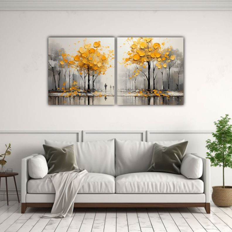 Dos Cuadros De Pared Expresión Mural Pintura 160x80 Cm-2