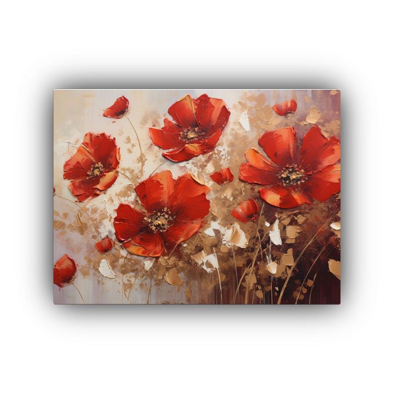 Cuadro De Colores Expresivos En Rojo Y Dorado Para Decoraci 90x60cm-0