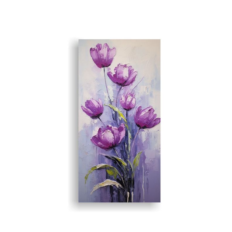 Cuadro Abstracto De Tulipanes Morados En Lienzo 60x120cm-0
