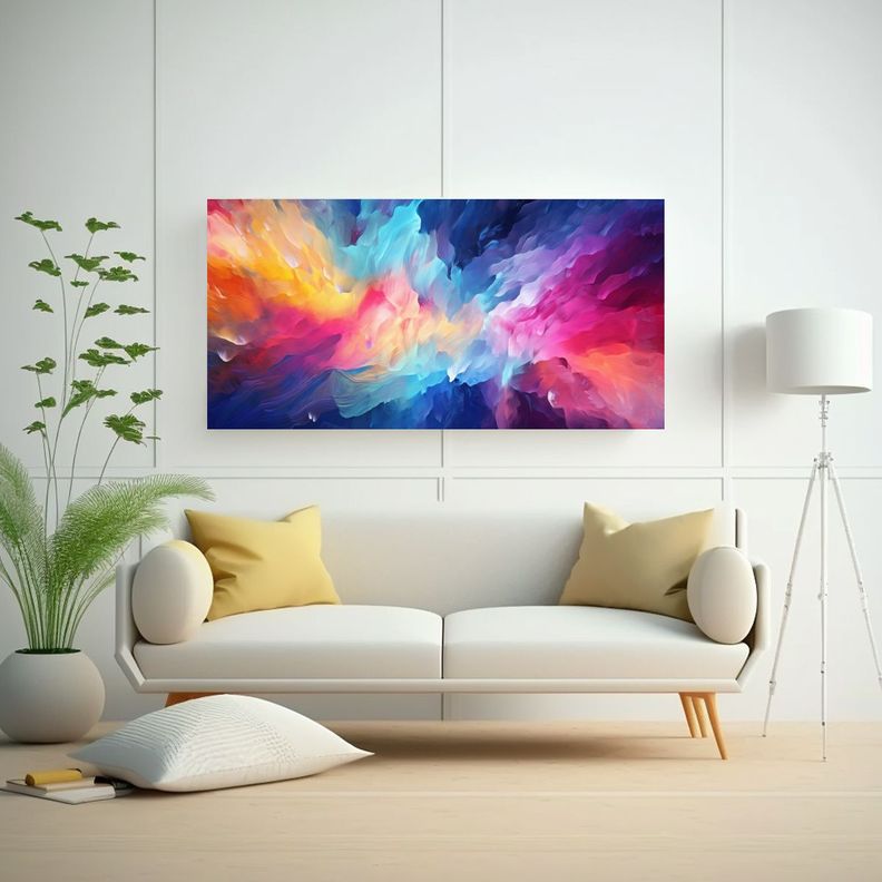 Cuadro Abstracto Armonía De Colores En Bastidor, 160x80cm-2
