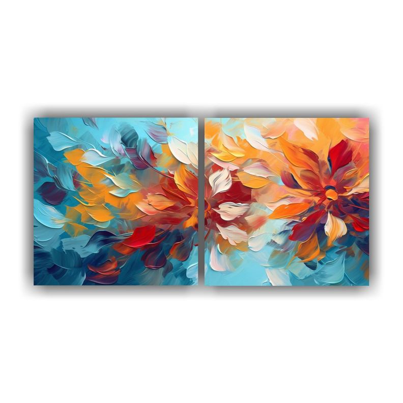 Cuadros Abstractos Impresionistas Rojo Amarillo 60x30 Cm