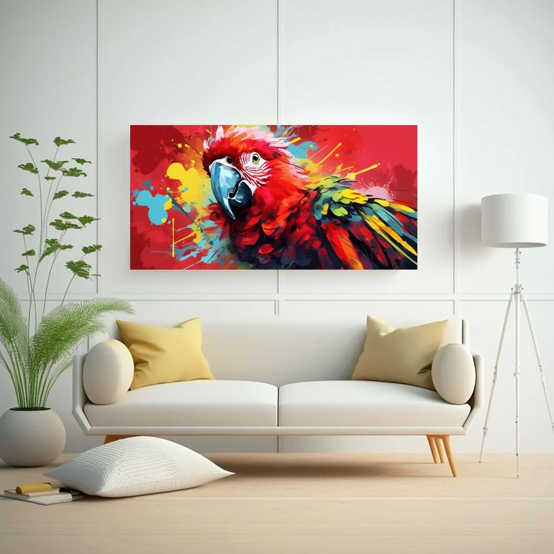 Cuadro Representación Amazon Parrot Pop Art En Ro 160x80cm-2