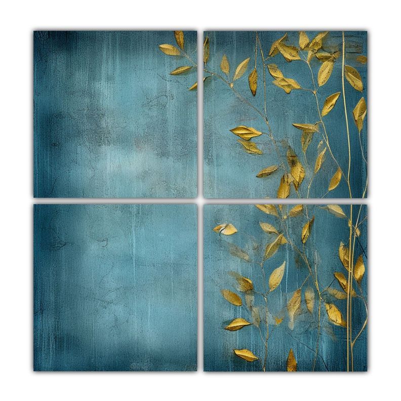 Cuatro Composicion Decorativo Reflejo En Tonos 40x40 Cm