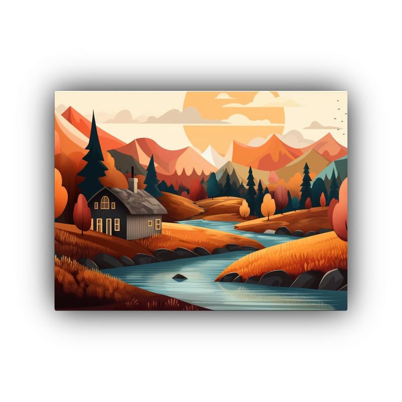 Paisajes Naturales Otoñales Para Decoración Inspiradora. 45x30cm-0