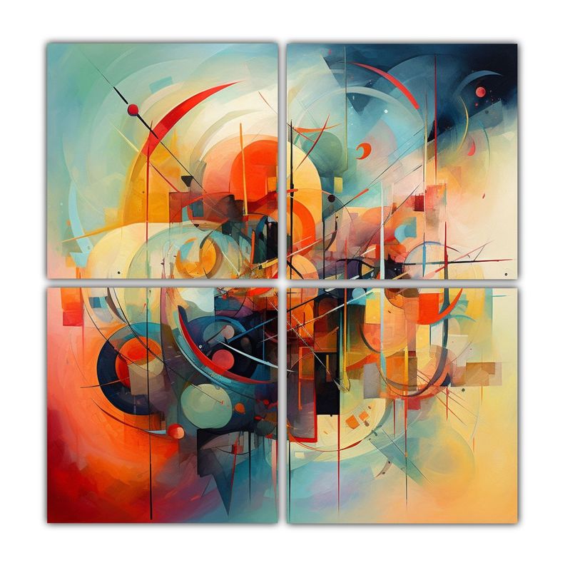 Cuatro Lienzos Decorativos Abstractos De Efecto 80x80 Cm