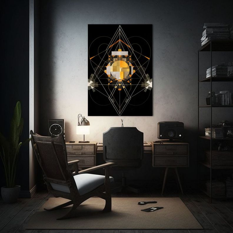 Pintura De Geometría Sagrada Con Fondo Blanco: 40x50cm-2