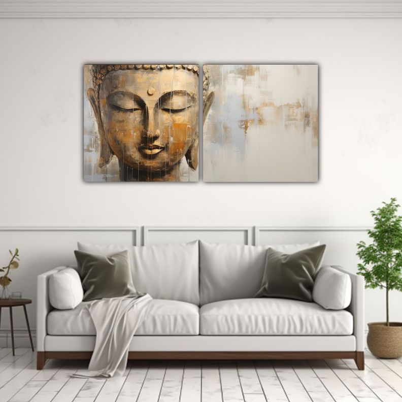 Pinturas Decorativas De Lienzo Abstracto De Buda 60x30 Cm-2