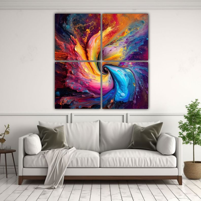 Cuadros Finas Líneas Duradero Con Remolino De 120x120 Cm-2