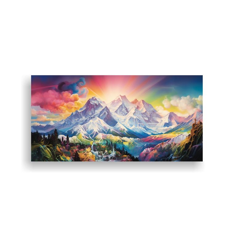 Pintura De Pared: Montañas Famosas Con Colores 80x40cm-0