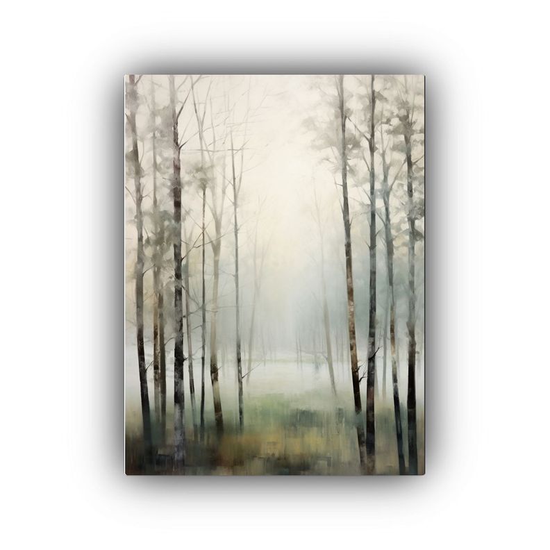 Pintura Al óleo Con Campo Blanco Y árboles En El Estanque 20x30cm-0