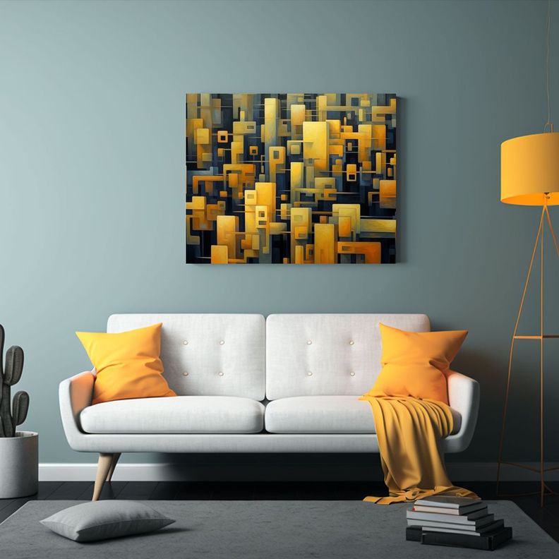 Pinturas Decorativas: Elegantes Curvas Y ángulos Diferentes 40x30cm-2