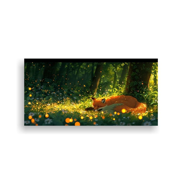Pintura Decorativa: Bosque Anime Lofi Con Zorros 140x70cm-0