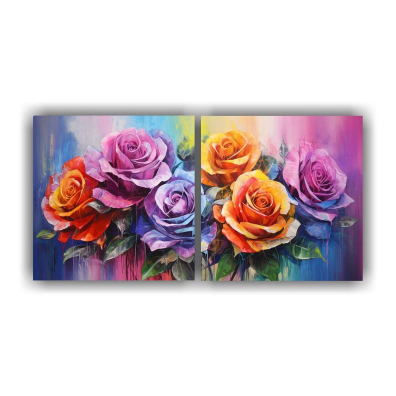 Cuadros Vintage De Simetría Con Rosas De Colores 160x80 Cm-0