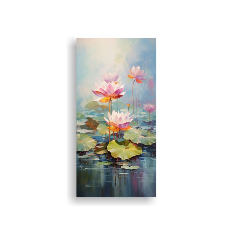 Pintura Abstracta De Flores De Loto Estilo óleo 50x100cm-0