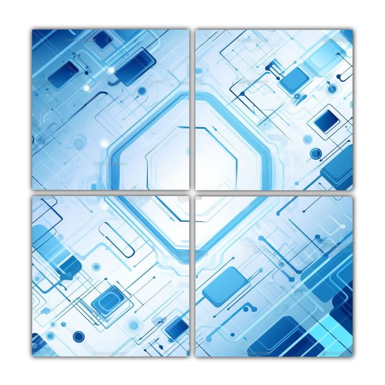 Cuatro Composiciones Modernas Abstractas 100x100 Cm