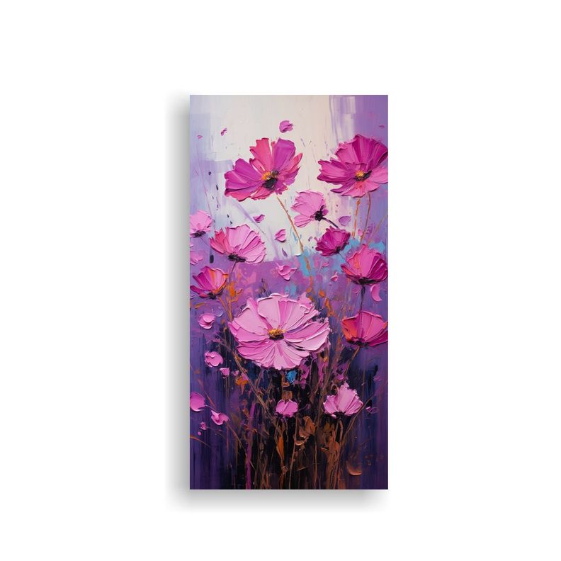 Cuadro Luminoso Flores Moradas Y Magenta En Tela 50x100cm-0