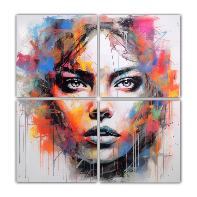 Cuadro De Graffiti En Bastidor Con Lineas Finas, 80x80 Cm