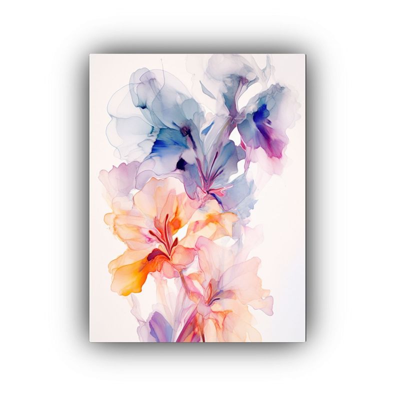Cuadro Abstracto De Flores En Acuarela: 20x30cm