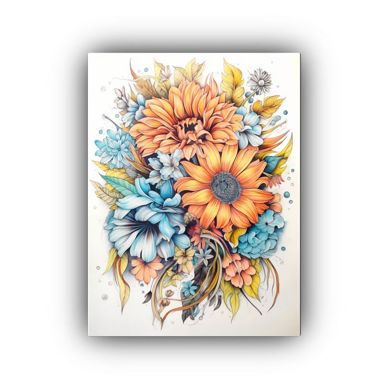 Página De Colorear De Ramo De Flores De Verano 30x45cm-0