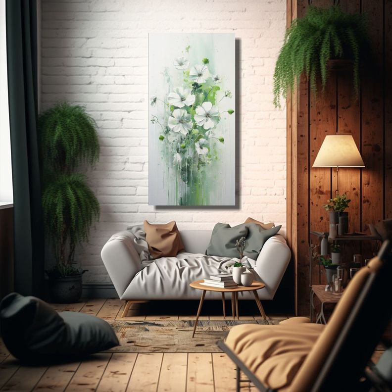 Pintura Acrílica Sin Costuras En Bastidor Blanco 50x100 Cm-2