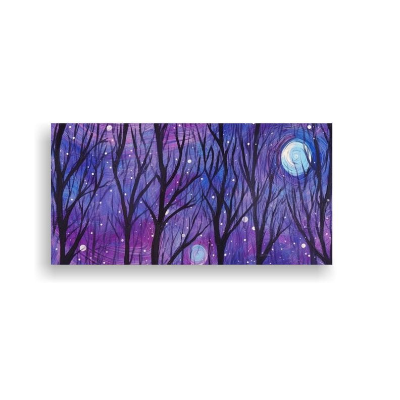Pintura Acrílica Abstracta Nocturna Misteriosa 60x30cm-0