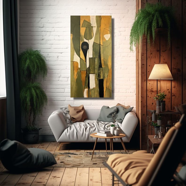 Lienzo Abstracto Siglo Medio Geo Pintura Al óleo 60x120cm-2