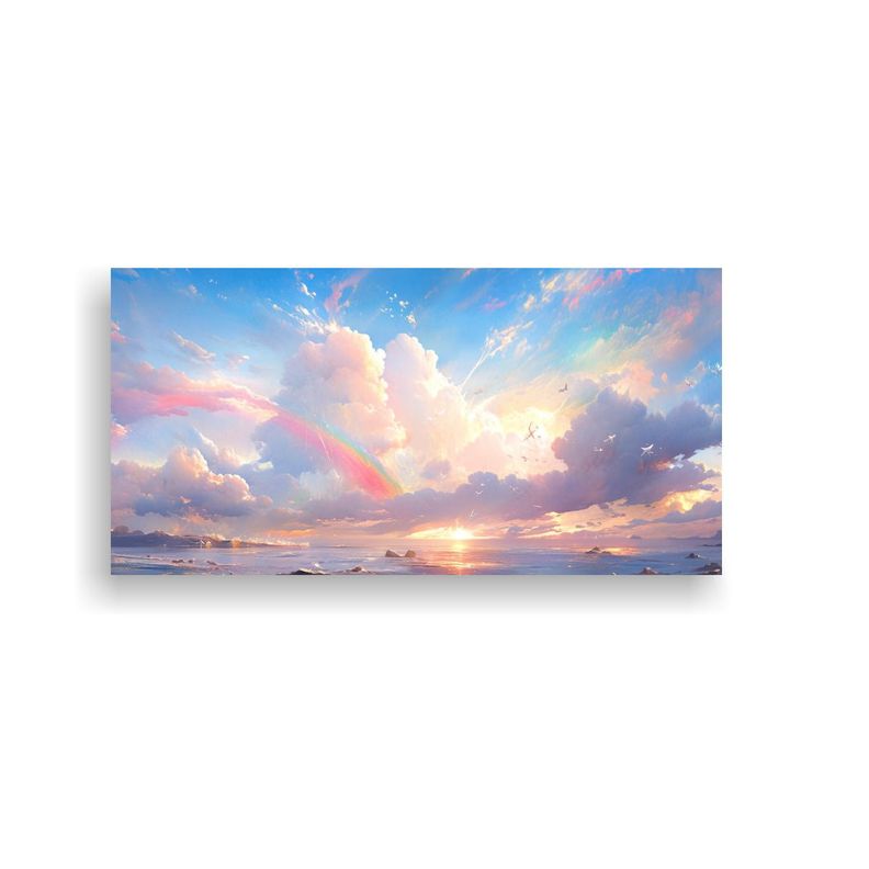 Cuadro Abstracto Con Colores Del Cielo, Mar Y Arco 140x70cm-0