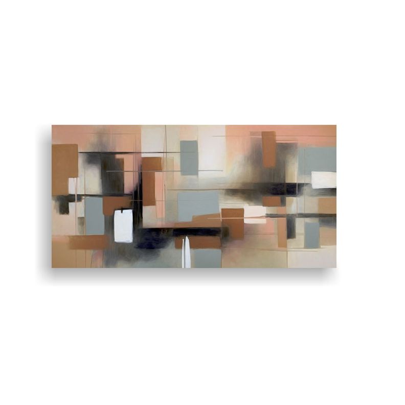 Cuadro Abstracto Simetría Rosa Figura Cuadrada 80x40cm-0