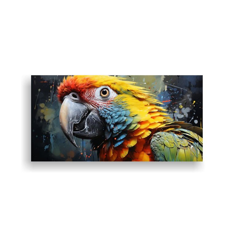 Pintura Acuarela Impactante Loro Amazónico 120x60cm-0