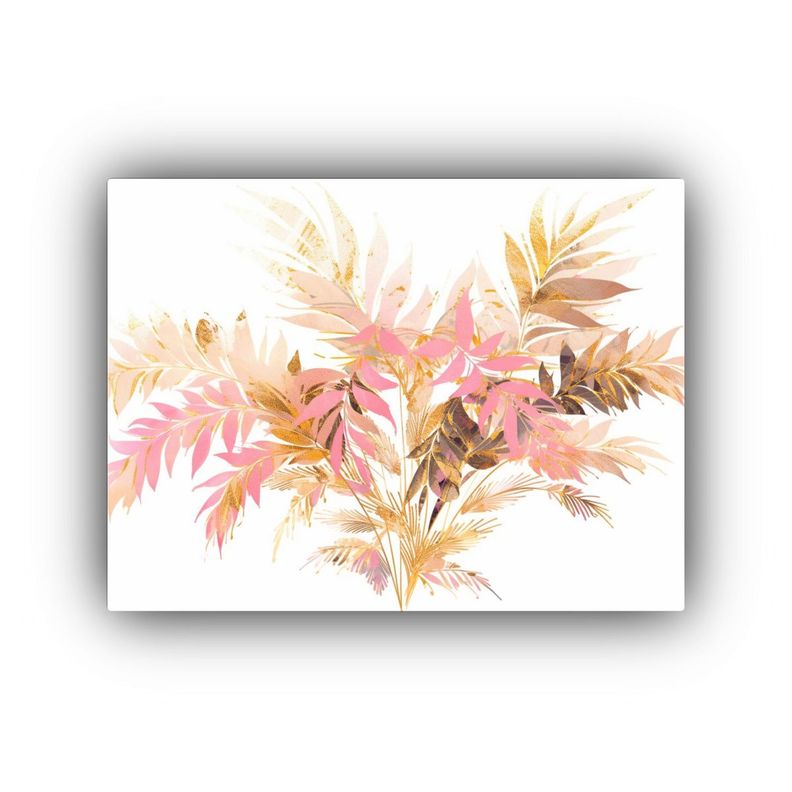 Cuadro Decorativo De Árbol Tropical En Oro Y Rosa: Estilo N 40x30cm-0
