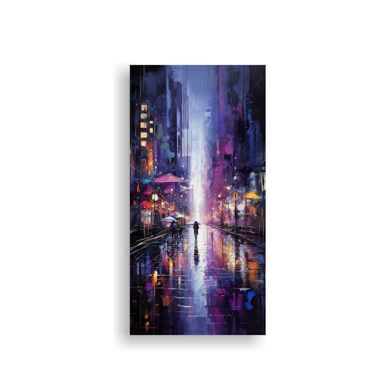 Pintura Decorativa Abstracta Luces De La Ciudad 40x80cm-0