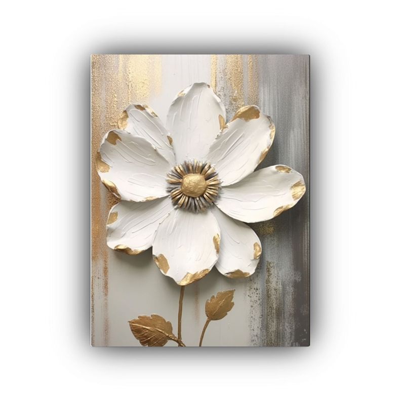 Pintura De Arte Para Sala Con Flor Y Hojas 20x30cm