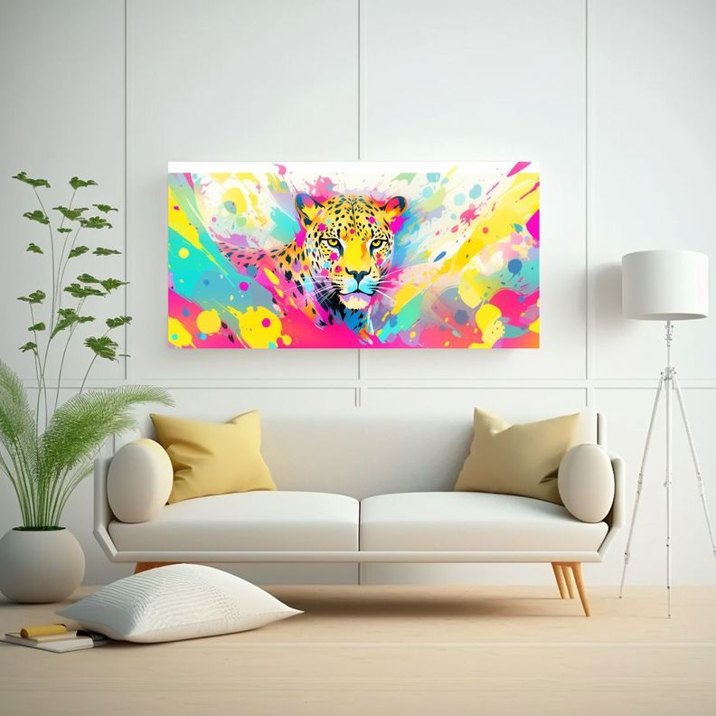 Lienzo De Tela Resistente A Leopardos En Colores 60x30cm-2
