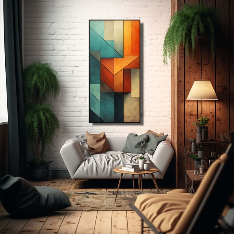 Cuadro Decorativo Geométrico Vintage De Pared 70x140cm-2