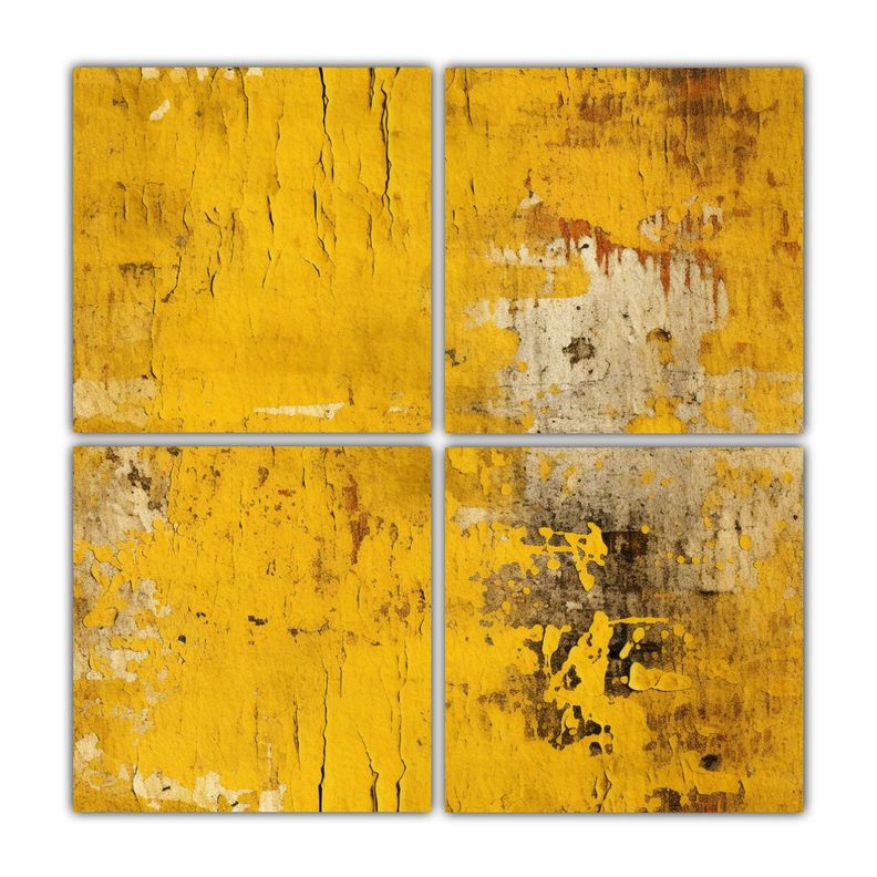 Cuatro Telas En Bastidor Abstraccion Amarillo 60x60 Cm