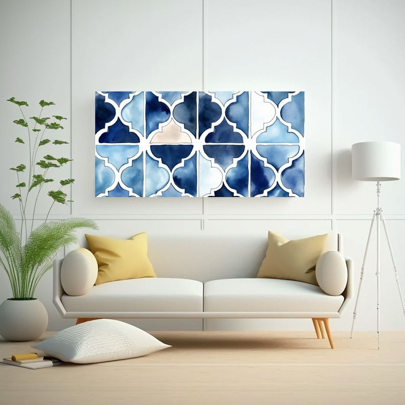 Patrón Marroquí Ondulado Minimalista Arte 120x60cm-2