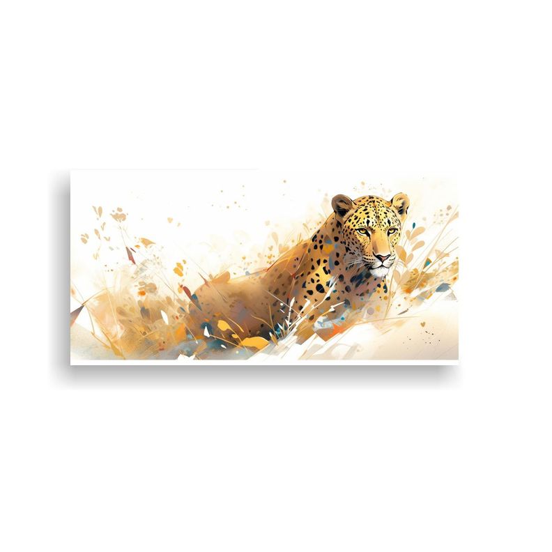 Pinturas De Leones En Acuarelas Y Colores Dorados 100x50cm-0