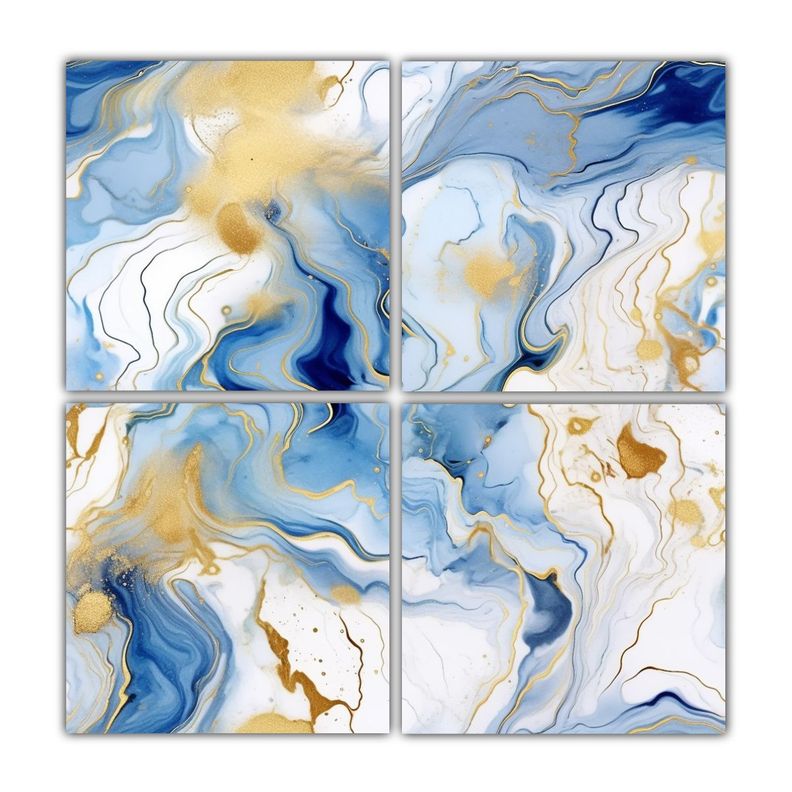 Pintura Abstracta De Arte Fluido De Lujo En Tela 80x80 Cm