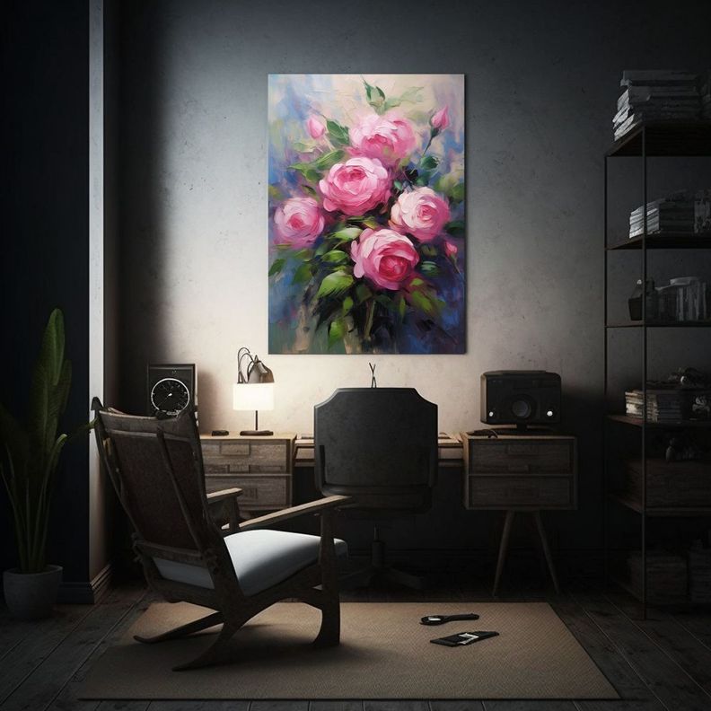 Pintura Original De óleo Rosado En Bastidor 50x75cm-2