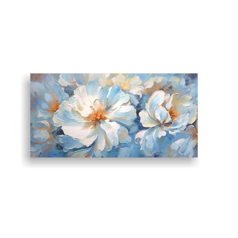 Pintura Floral 3D Con Efecto Visual En Cuadro Azul 140x70cm-0
