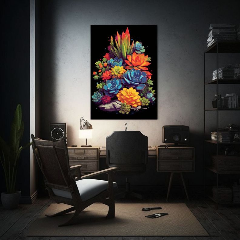 Cuadro Conceptual Minimalismo Con Suculentas 30x45cm-2